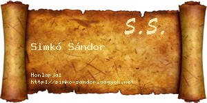 Simkó Sándor névjegykártya
